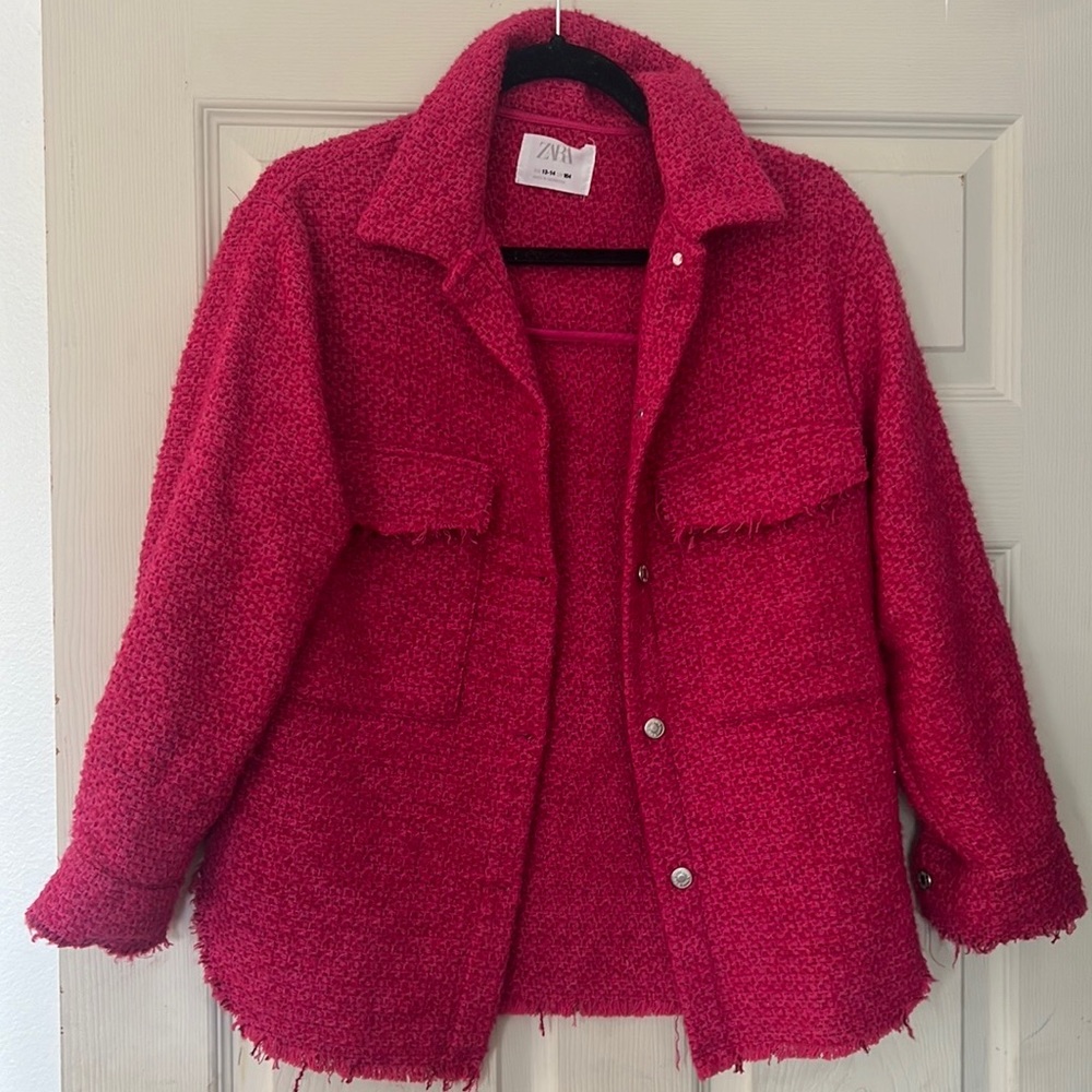 Girls Fuchsia  button down shirt